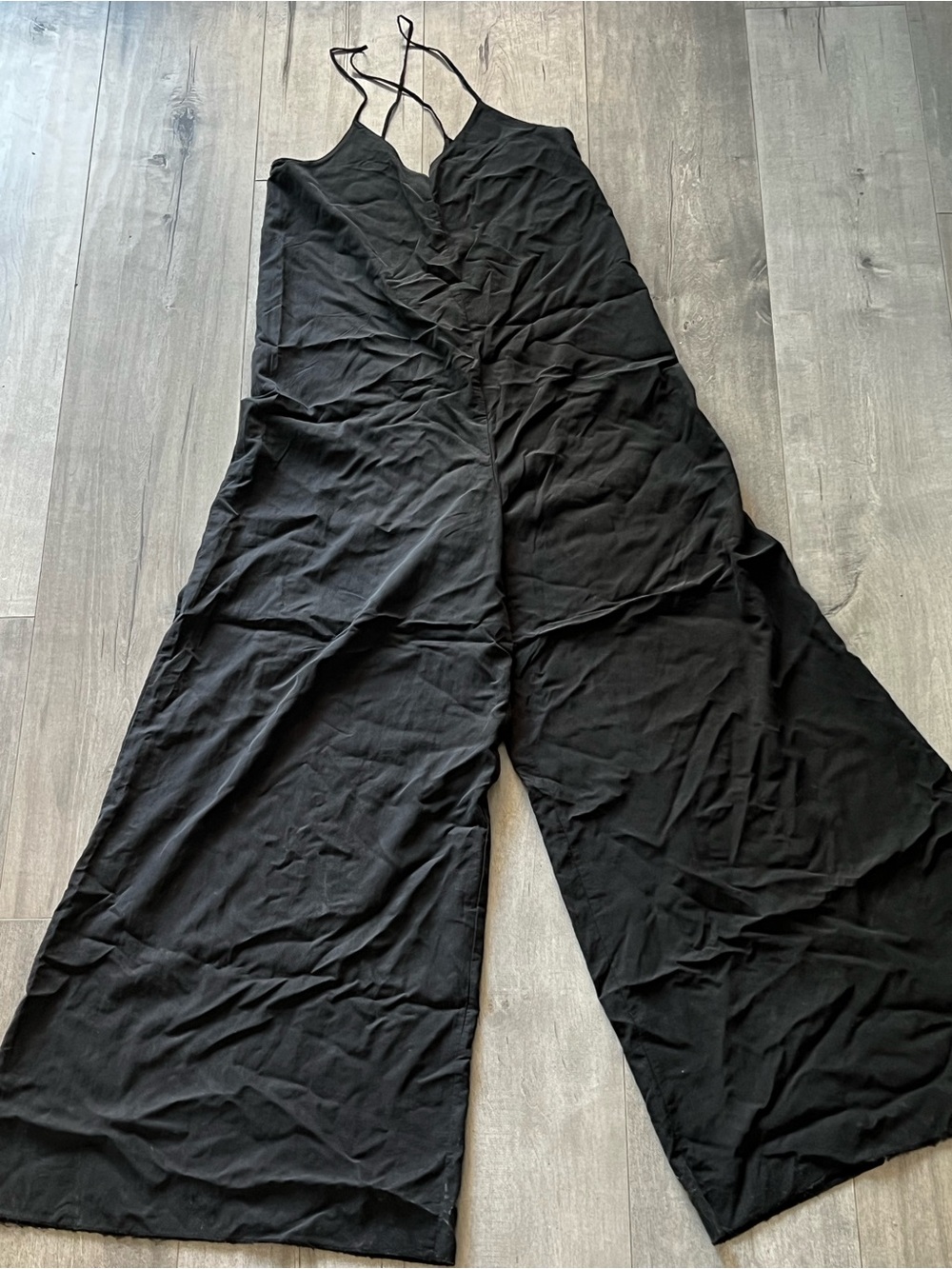 Zara Black Wide-Leg Spaghetti-Strap Jumpsuit